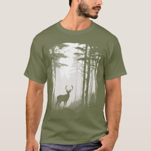 Deer Forest for Dad Son Bruh Graphic Hunter Green T-Shirt