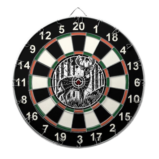 Deer Forest Rustic Wall Art Dartboard (Front)