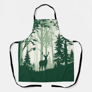 Deer Forest Silhouette Nature Scene Apron