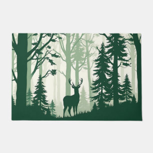 Deer Forest Silhouette Nature Scene Doormat