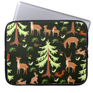 Deer Forest: Vintage Scenic Pattern. Laptop Sleeve