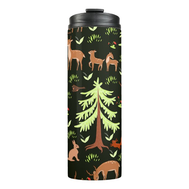 Deer Forest: Vintage Scenic Pattern. Thermal Tumbler (Front)