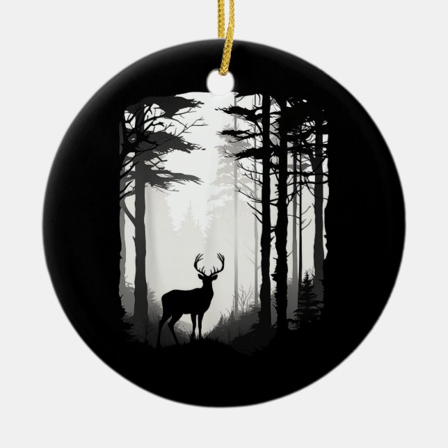 Deer Forest Wildlife Ceramic Ornament (Front)