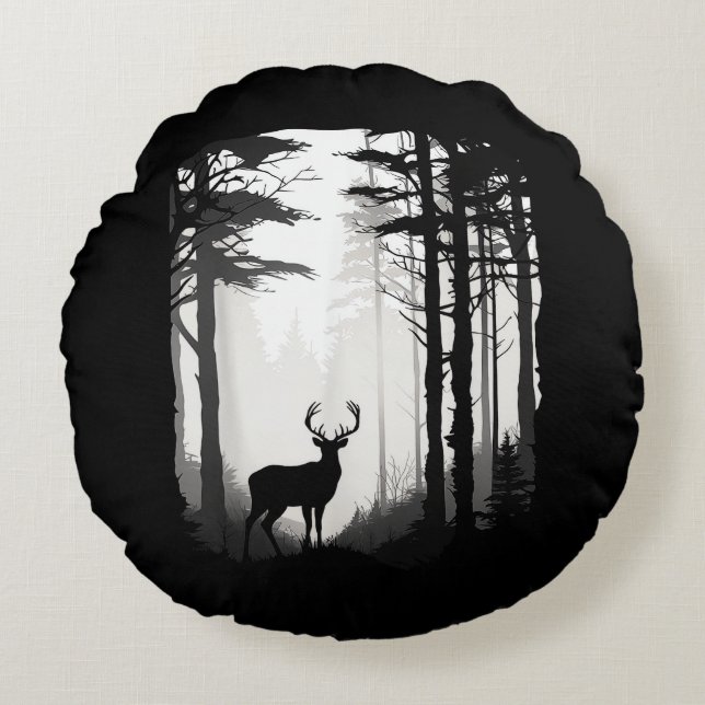 Deer Forest Wildlife Round Cushion (Front)
