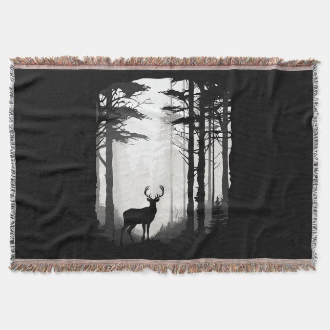 Deer Forest Wildlife Throw Blanket (Front)