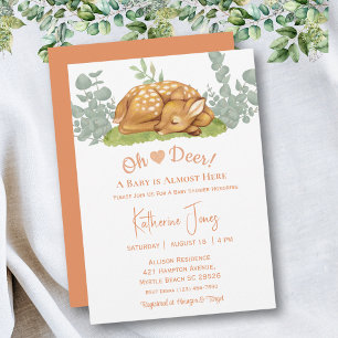  Deer Gender Neutral Watercolor  Baby Shower    Invitation