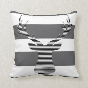 Deer - geometric pattern - grey and white. cushion