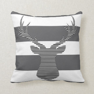 Deer - geometric pattern - grey and white. cushion