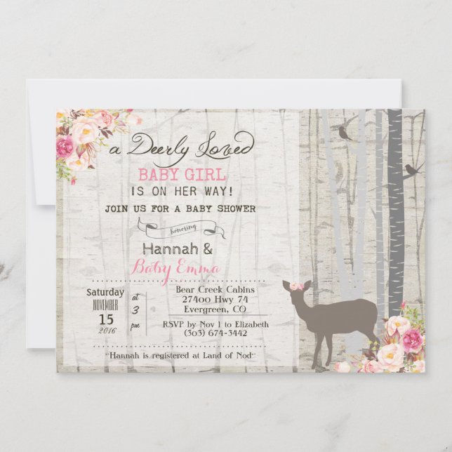 Deer Girl Baby Shower Invitation (Front)