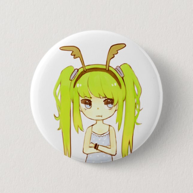 Deer Girl Button Badge (Front)