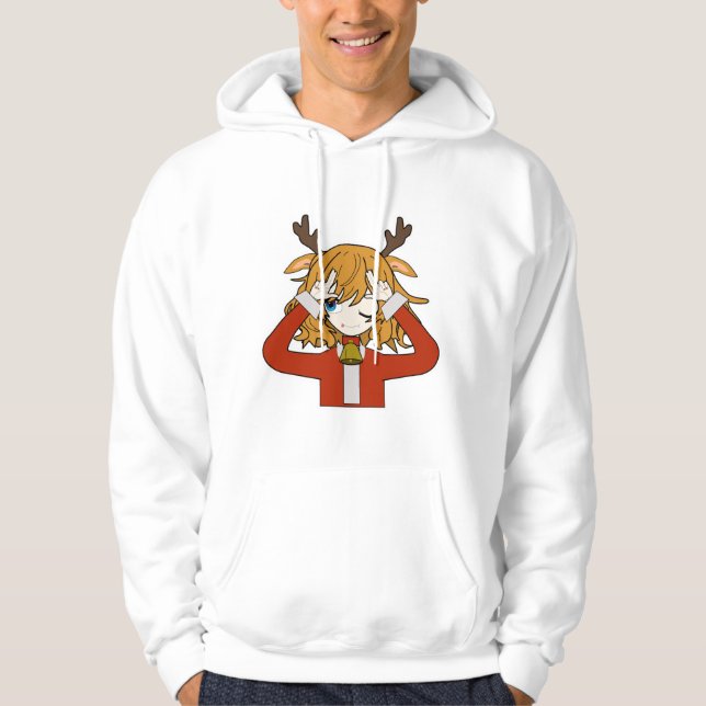 deer girl with santa clothes hoodie (Front)
