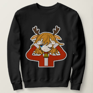 deer girl with santa clothes sweatshirt