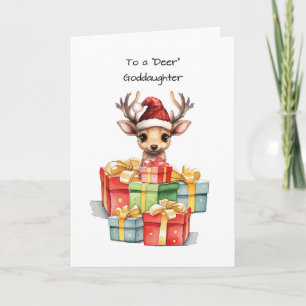 Deer Goddaughter Cute Christmas Piles of Love Card