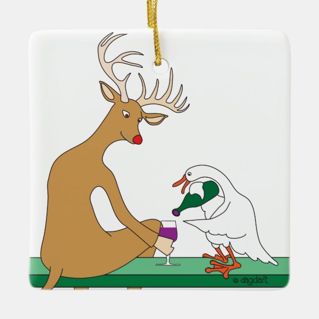 Deer & Goose Wine Ornament (Front)