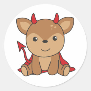 Deer Halloween Cute Devil Witch Costume Classic Ro Round Sticker