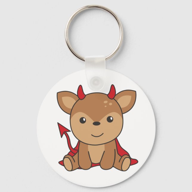 Deer Halloween Cute Devil Witch Costume Keychain (Front)