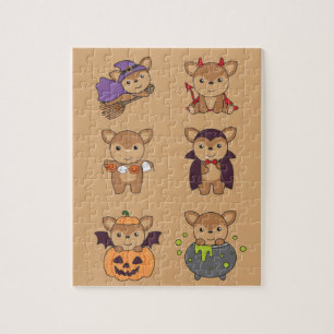 Deer Halloween Devil Pumpkin Vampire Costume Jigsa Jigsaw Puzzle