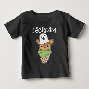 Deer Halloween Ghost I Scream Ice Cream Pun Baby T-Shirt