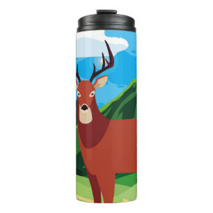 Deer happy autumn season flat designanimal, art, a thermal tumbler