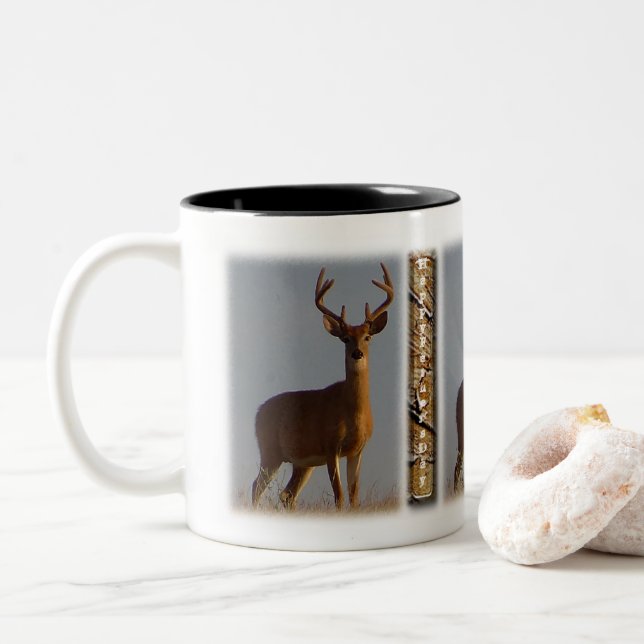 Deer Happy Father's Day Two-Tone Coffee Mug (With Donut)