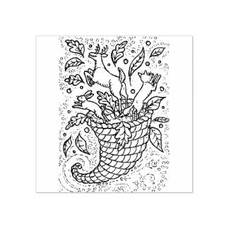 DEER HARE FOX FOREST WILDLIFE, NATURE'S CORNUCOPIA RUBBER STAMP