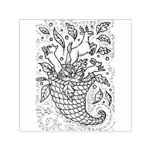 DEER HARE FOX FOREST WILDLIFE, NATURE'S CORNUCOPIA SELF-INKING STAMP