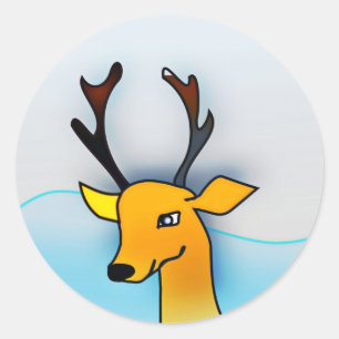 Deer Head-54675 Classic Round Sticker