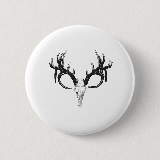 Deer head 6 cm round badge (Front)