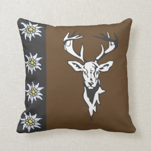 Deer Head Alpine Edelweiss American MoJo Pillow