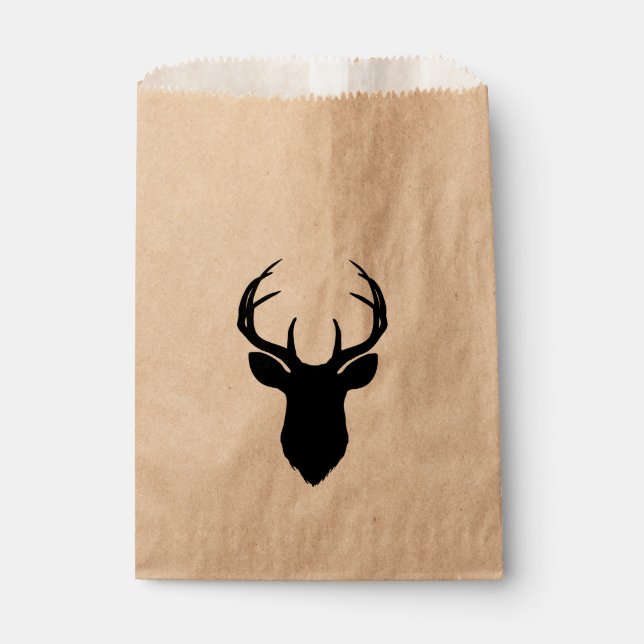 Deer Head Antlers Rustic Country Modern Favour Bag (Front)