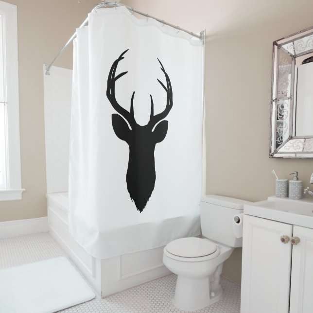 Deer Head Antlers Rustic Country Modern Shower Curtain (In Situ)