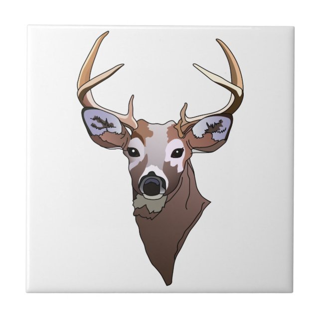 Deer Head Ceramic Tile (Front)