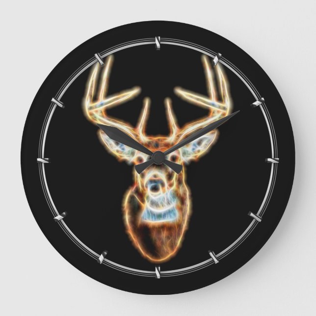 Deer Head Energy Spirited Large Clock (Front)