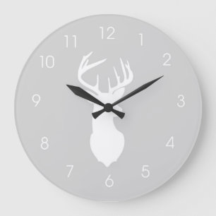 Deer Head Hunters Buck Wall Clock - Grey