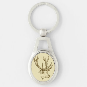 Deer Head Illustration Graphic Key Ring