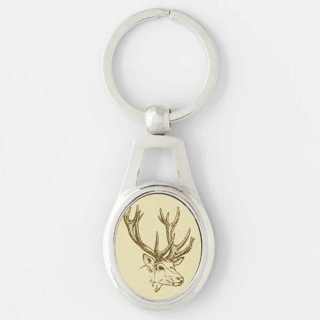 Deer Head Illustration Graphic Key Ring (Front)