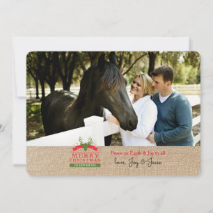 Deer Head Label Photo Holiday Card