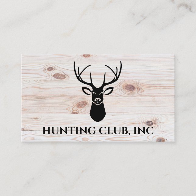 Deer Head Logo | Wood Board Background Business Card (Front)
