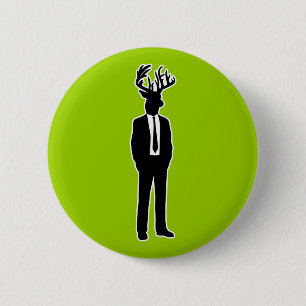 Deer Head Man in a Suit and Tie 6 Cm Round Badge