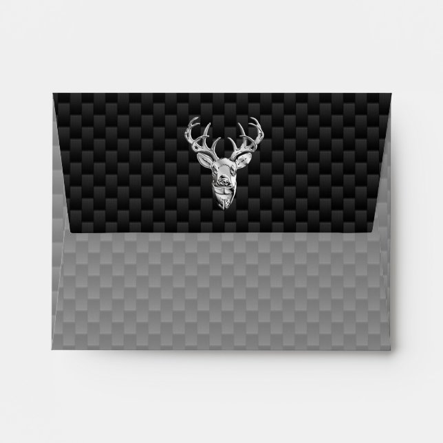 Deer Head on Carbon Fibre Style Print Envelopes (Back (Top Flap))