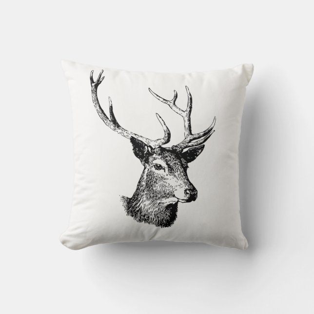 Deer head pillow Animal print decor (Front)