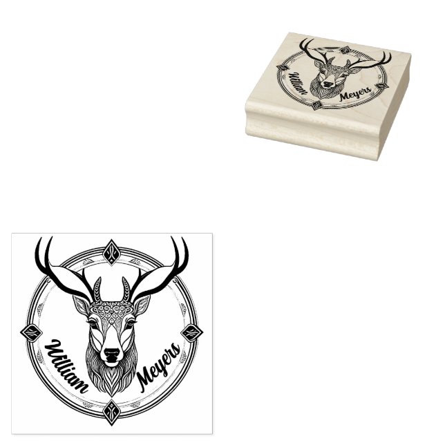 deer head rubber stamp (Stamped)