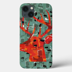 Deer head silhouette mosaic iPhone 13 case