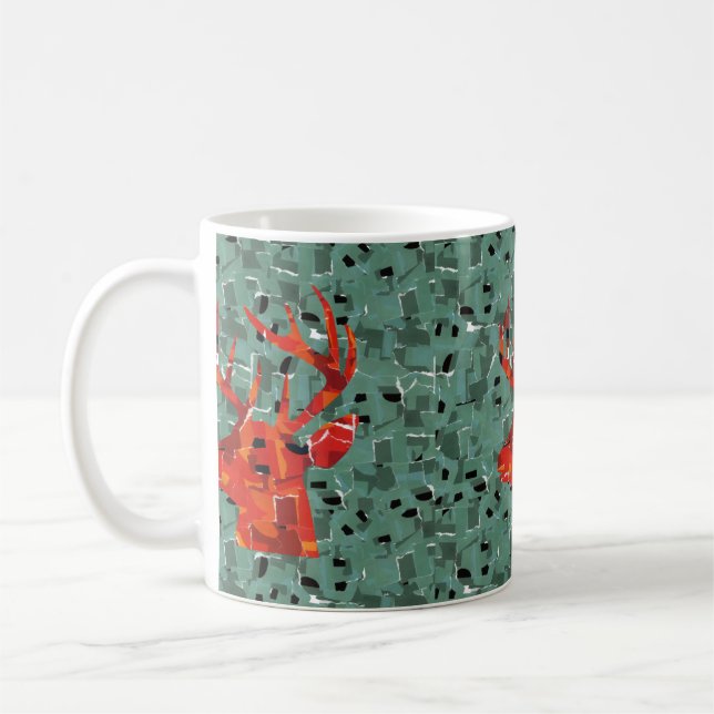 Deer head silhouette mosaic coffee mug (Left)