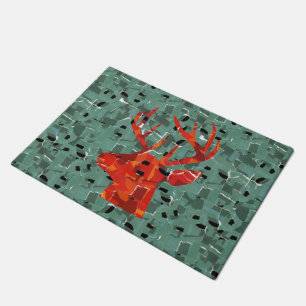 Deer head silhouette mosaic doormat