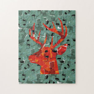 Deer head silhouette mosaic jigsaw puzzle