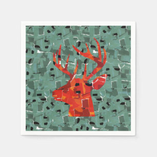 Deer head silhouette mosaic napkin