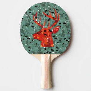 Deer head silhouette mosaic ping pong paddle