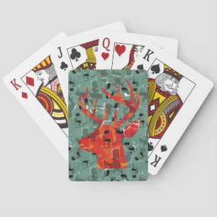 Deer head silhouette mosaic playing cards