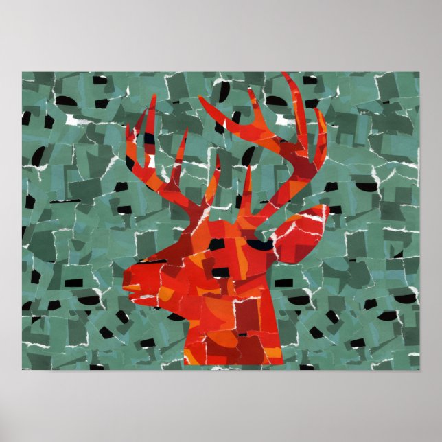 Deer head silhouette mosaic poster (Front)